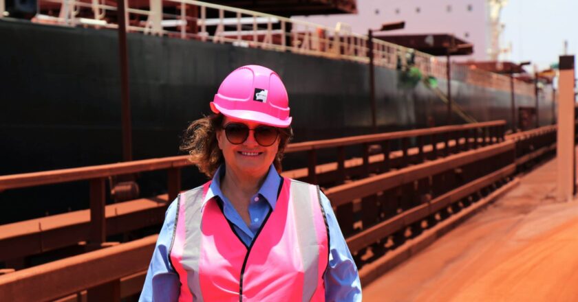 Gina Rinehart at Roy Hill's berths in Port Hedland 2